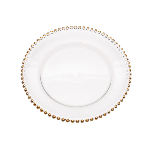 GLASS BEADED CHARGER- GOLD- 12.5