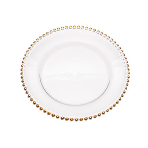 GLASS BEADED CHARGER- GOLD- 12.5"