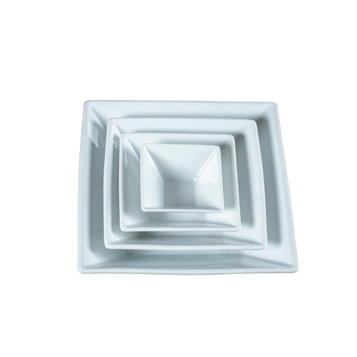 White Porcelain Flared Square Serving Bowls IEP