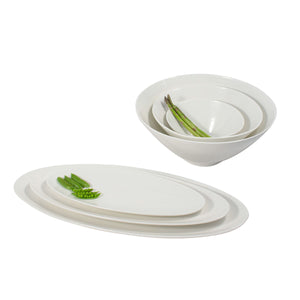 White Porcelain Slender Oval Platters & Oval Bowls IEP