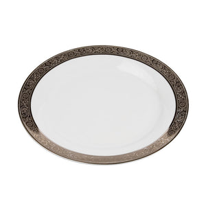 Porcelain- White with Thick Platinum Rim Dinner Plate IEP