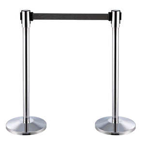 Stainless Steel Retractable Stanchion with Black Belt IEP