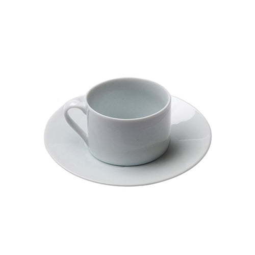 White Porcelain Barrel Style Coffee Cup with Saucer IEP