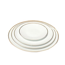 Load image into Gallery viewer, Round Coupe Plates with Gold Rim