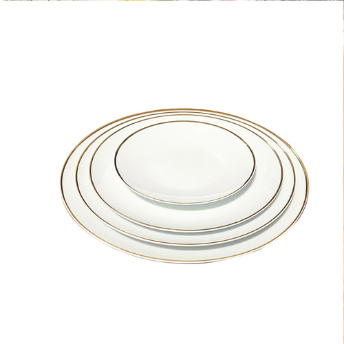 Round Coupe Plates with Gold Rim
