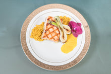 Load image into Gallery viewer, Porcelain- White with Thick Gold Rim Dinner Plate IEP