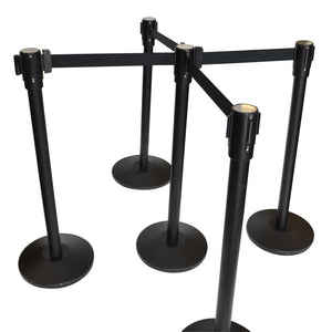 Black Retractable Belt Stanchion with three hooks IEP