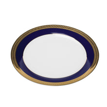 Load image into Gallery viewer, Porcelain- White with Gold and Cobalt Rim Dinner Plate IEP