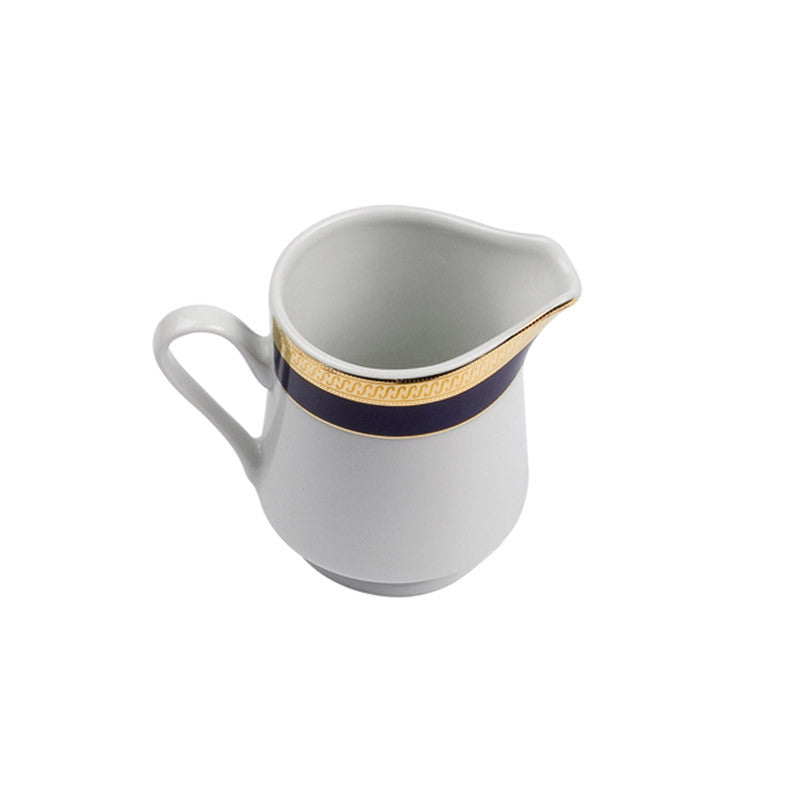 Porcelain- White with Gold and Cobalt Rim Coffee Creamer IEP