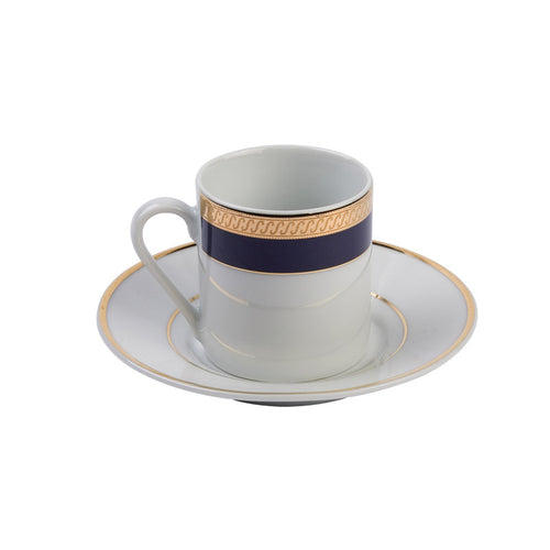 Porcelain- White with Gold and Cobalt Rim Demitasse Espresso CupIEP