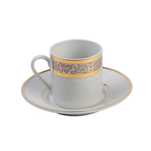 Porcelain- White with Gold and Platinum Rim Demitasse / Espresso Cup IEP
