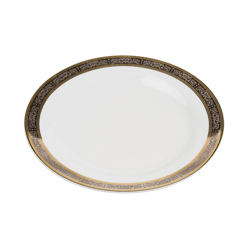 Porcelain- White with Gold and Platinum Rim Luncheon Plate IEP