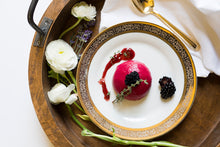 Load image into Gallery viewer, Porcelain- White with Gold and Platinum Rim Salad / Dessert Plate IEP