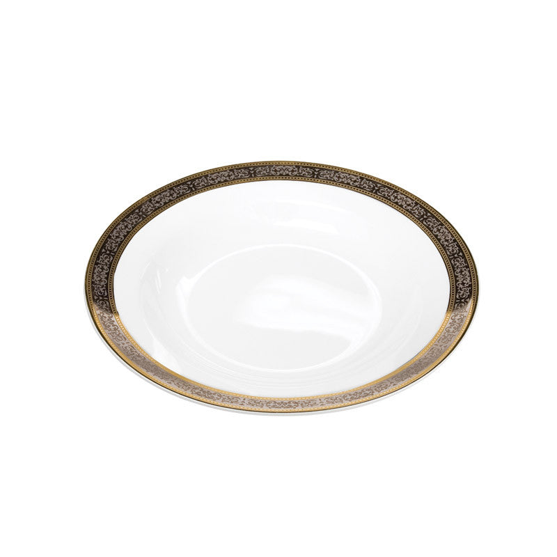 Porcelain- White with Gold and Platinum Rim Charger Soup Bowl IEP