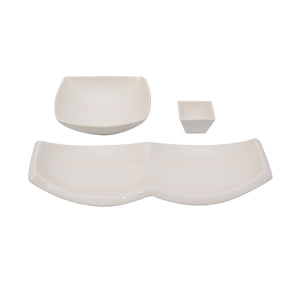 White Porcelain Duo Plate IEP with Accompanying Bowls IEP