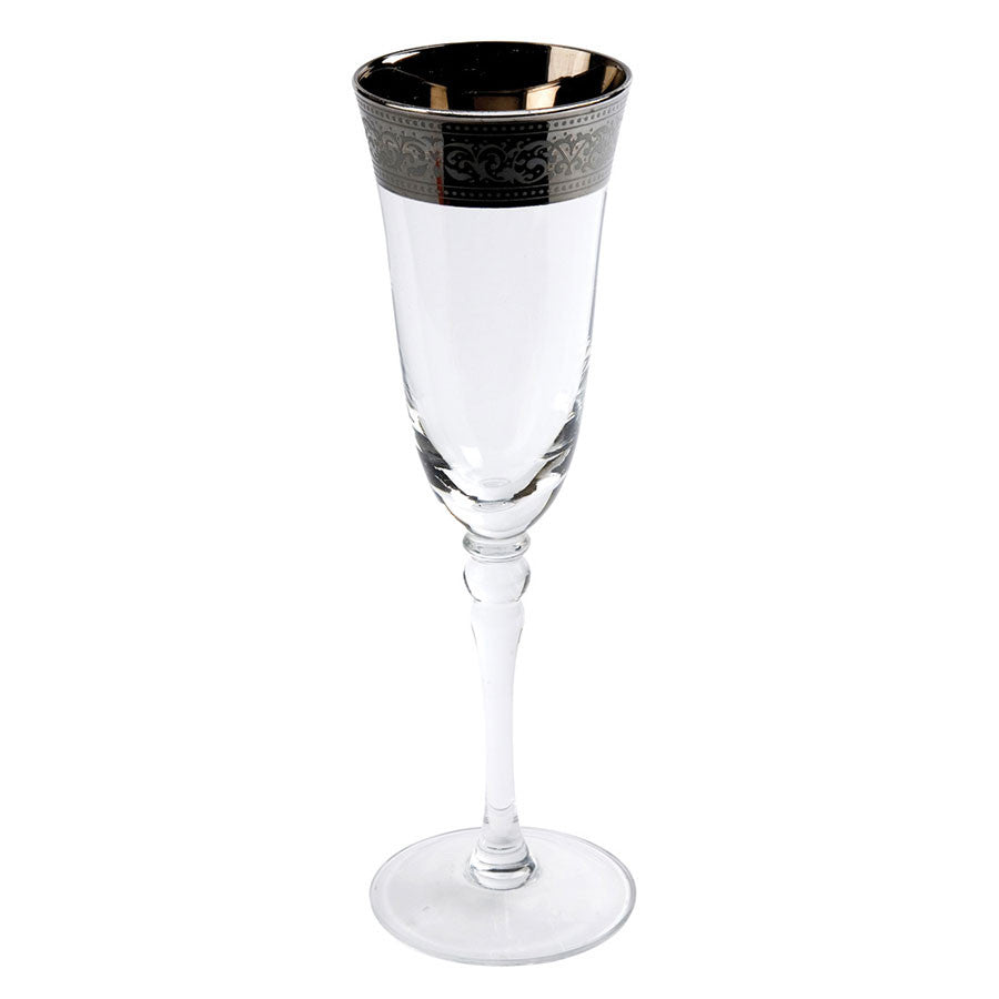 Grandeur Thick Silver Rim Champagne Flute IEP