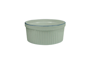 White Porcelain Souffle Cup / Ramekin 11oz with Blue Rim IEP