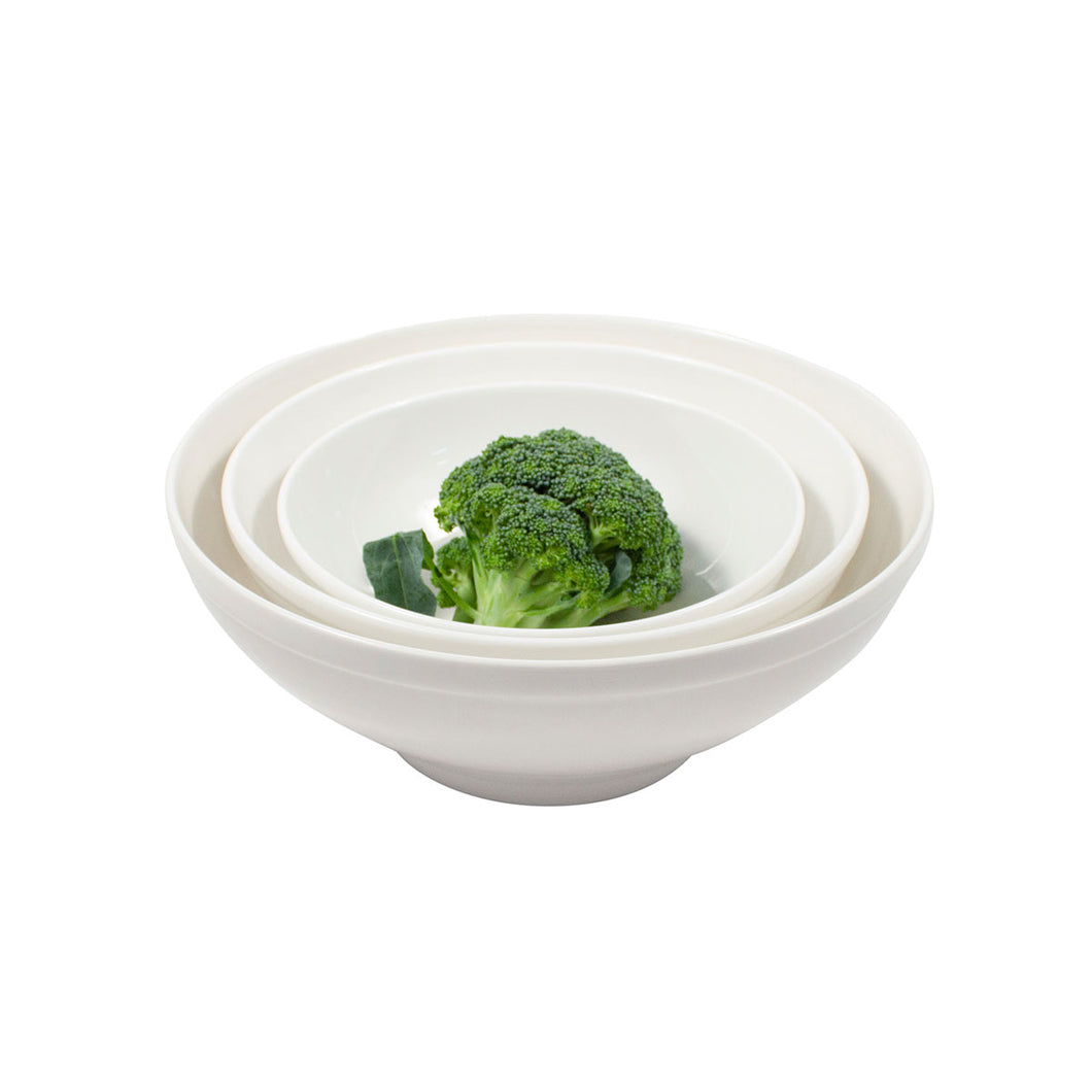 White Porcelain Fluted Round Serving Bowls IEP