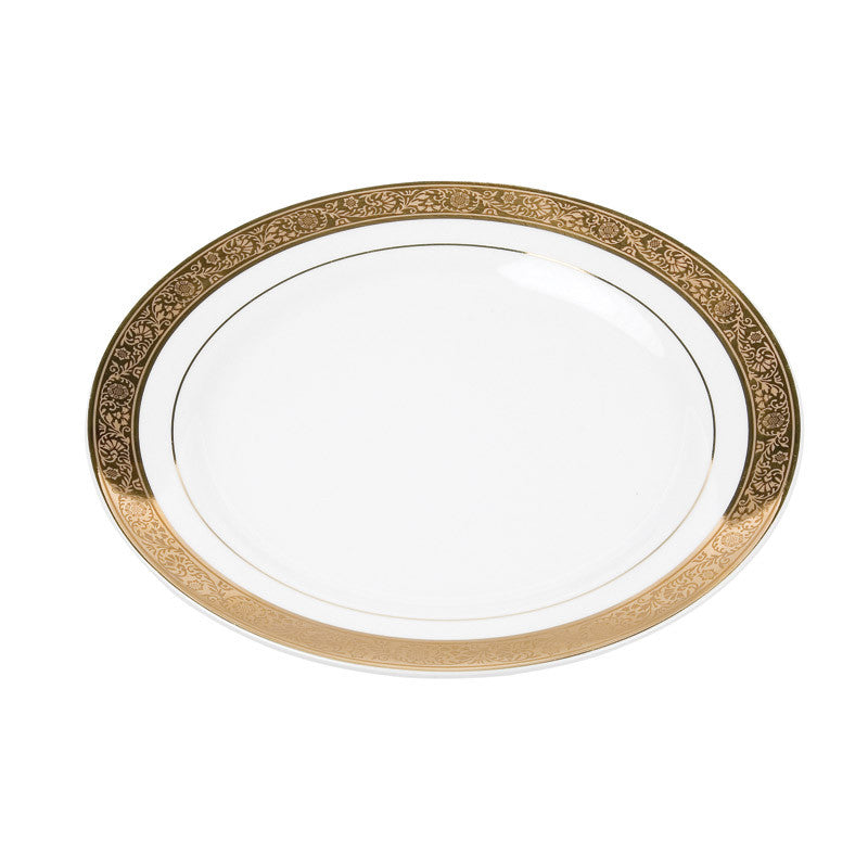 Porcelain- White with Thick Gold Rim Dinner Plate IEP