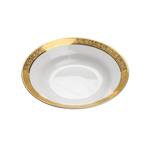 Porcelain- White with Thick Gold Rim Soup Bowl IEP