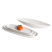 Load image into Gallery viewer, White Porcelain Narrow Oval Platter &amp; Slant Bowl IEP