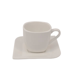White Porcelain Parallelogram Cup and Saucer IEP