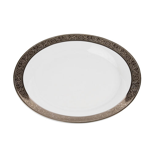 Porcelain- White with Thick Platinum Rim Dinner Plate IEP