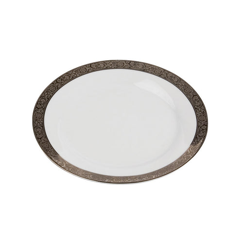 Porcelain- White with Thick Platinum Rim Salad / Dessert Plate IEP