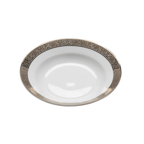 Porcelain- White with Thick Platinum Rim Soup Bowl  IEP