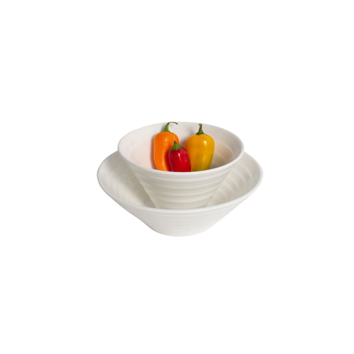 White Porcelain Ribbed Flare Bowls IEP