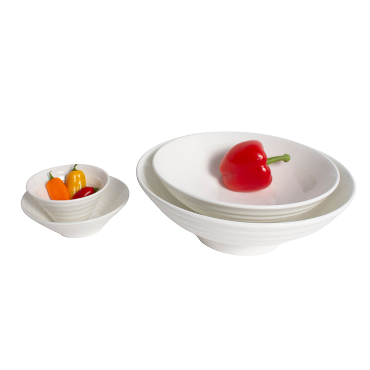 White Porcelain Ribbed Flare Bowls IEP