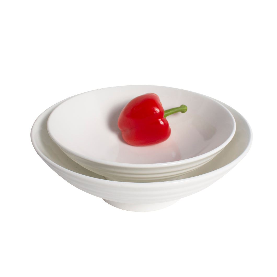 White Porcelain Ribbed Round Serving Bowls IEP