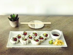 White Porcelain Curved Rectangle Tray / Platter IEP