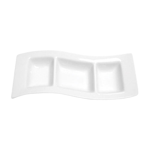 White Porcelain 3 Section Wave Dish IEP