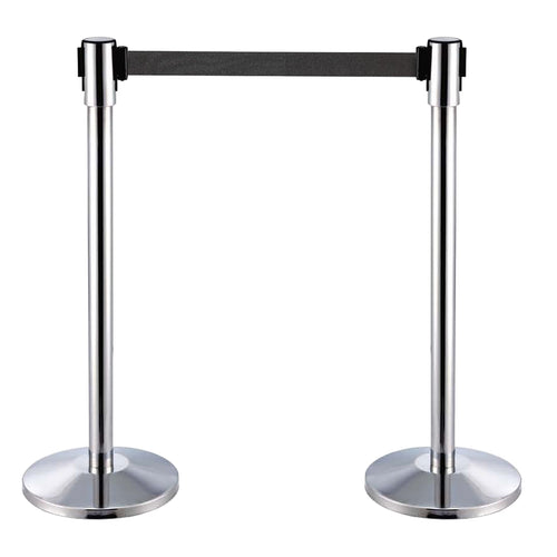 Stainless Steel Retractable Stanchion with Black Belt IEP
