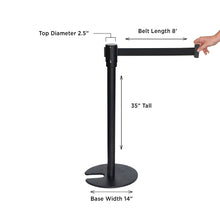 Load image into Gallery viewer, Black Retractable Belt Stanchion- Flat Base- IEP