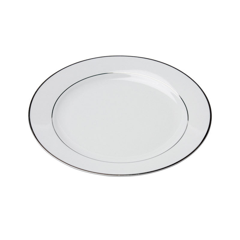 Porcelain- White with Platinum Rim Dinner Plate IEP