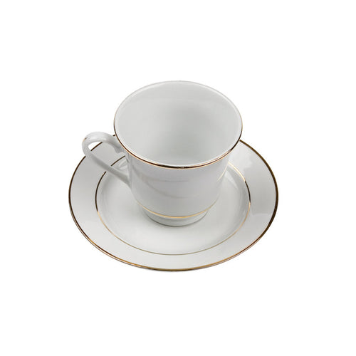 Porcelain- White with Gold Rim Footed Coffee Cup & Saucer IEP