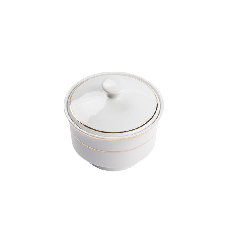 Porcelain- White with Gold Rim Sugar Bowl IEP